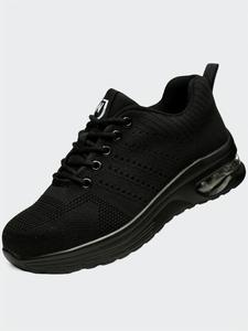 women's anti-smash and anti-puncture air cushion soft sole safety steel toe sneakers, security guard shoes, casual comfortable breathable sports running shoes, all seasons work shoes, trending shoes