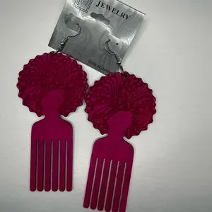 3.5” Colorfully Princess Fashion Wood Ethnic Earrings Pik