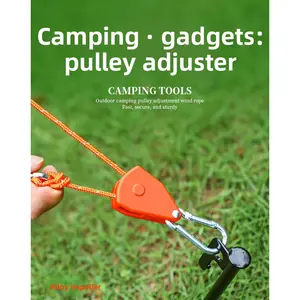Outdoor camping tent windproof rope pulley adjuster