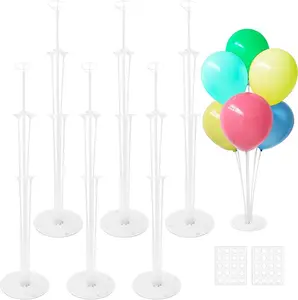 6 Sets Balloon Sticks with Base,Balloon Stand Kits,Balloon Stands with Base for Table Center Floor Birthday Wedding Party Decorations