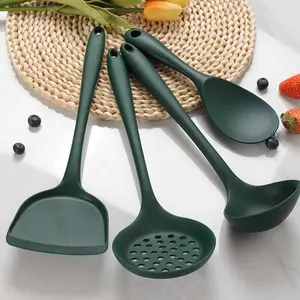 Green Silicone Kitchenware Non-stick Cooking Tool Spatula Shovel Soup Spoon  BPA Free Cookware Utensil Kitchen Tableware Set