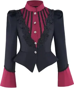 Medieval Edwardian Jacket Women Victorian Tuxedo Coat Gothic Steampunk Jacket Top