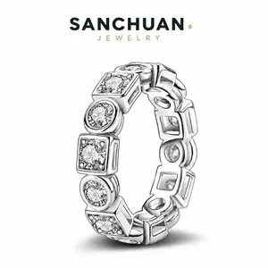 Unisex S925 Moissanite Wedding Ring VVS1 Eternity Stackable Band Elegant Anniversary Gift for Her Him stackable ring