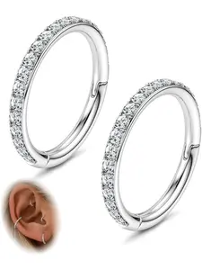 Cartilage Helix Earrings Hoop Conch Piercing Jewellery 18G 16G 316L Surgical Steel Hinged Segment Rings Septum Nose Ring Daith Rook Tragus Hoop Helix Piercing Jewellery 6mm/8mm/10mm Fashionable Hoop Earrings