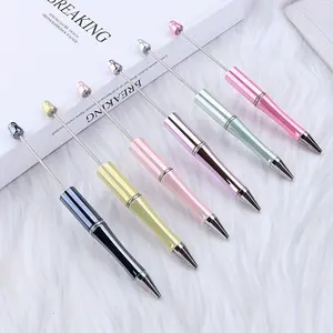 12pcs Electroplated Beaded Pens, Office Writing Supplies, High Aesthetic Student Stationery, Creative DIY Jewelry Making Pens