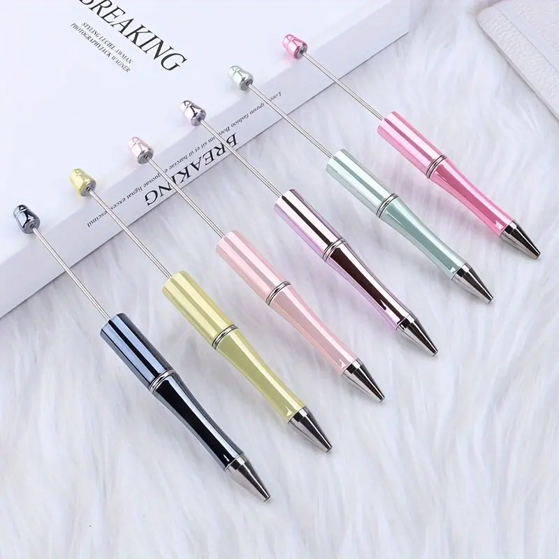 12pcs Electroplated Beaded Pens, Office Writing Supplies, High Aesthetic Student Stationery, Creative DIY Jewelry Making Pens, Pen Set