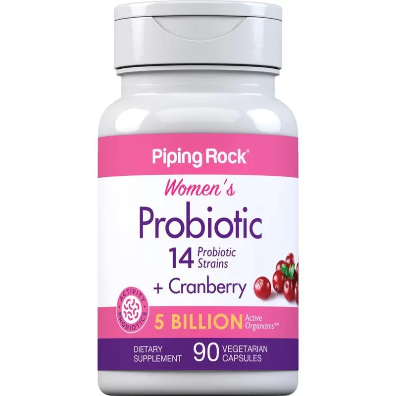 Piping Rock Probiotic with Cranberry for Women | 90 Capsules | 14 Probiotic Strains | Vegetarian, Non-GMO, Gluten Free Supplement