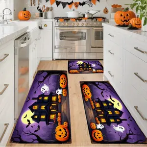 Halloween Kitchen Mat Set Non Slip Soft Fleece Cozy Multi Room Decor Gift non-slip shower mat decorative area rug indoor area bath  rug  set Decoration