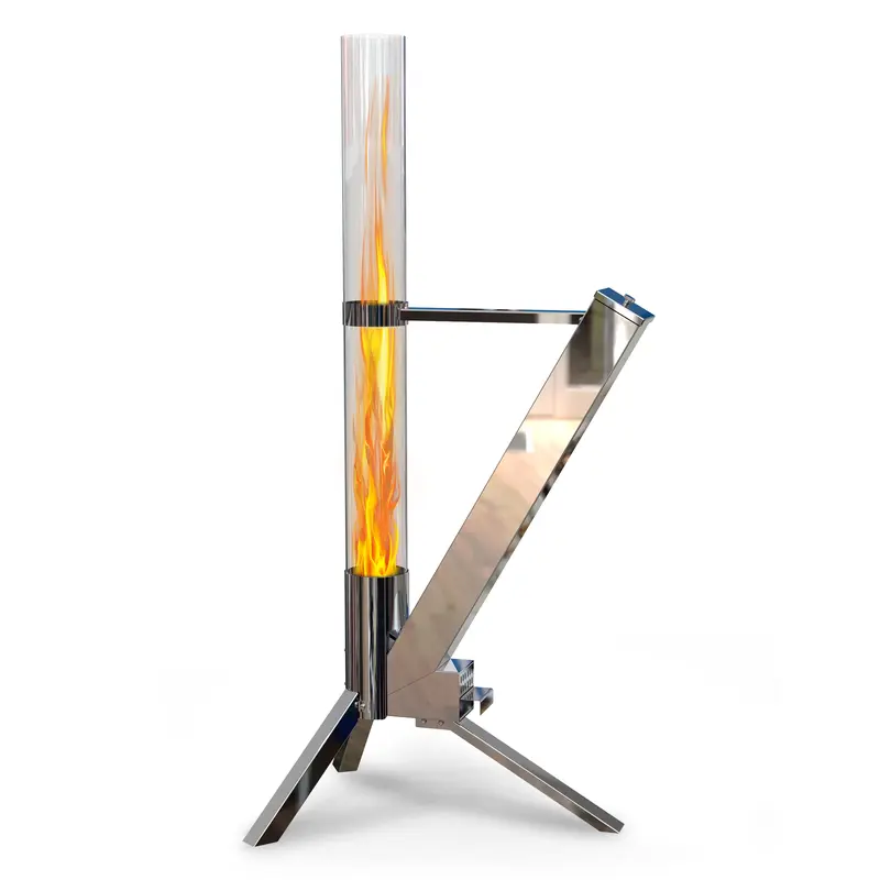 Wood Pellet Paito Heater Rocket, Outdoor Fire Pit Stove Fireplace With Glass Tube Chimney For Garden Backyard Camping Heating (Smokeless & Fireproof)