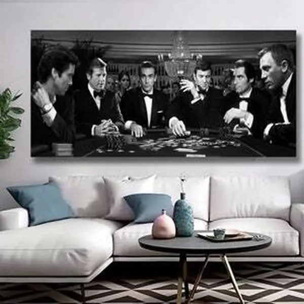 The Kings of Poker! James Bond Poker Game Wall Art, James Bond Poster, James Bond Print, Poker Artwork, Extra Large Poster