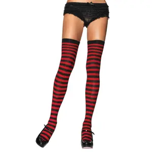 Cari Striped Stockings Black Red