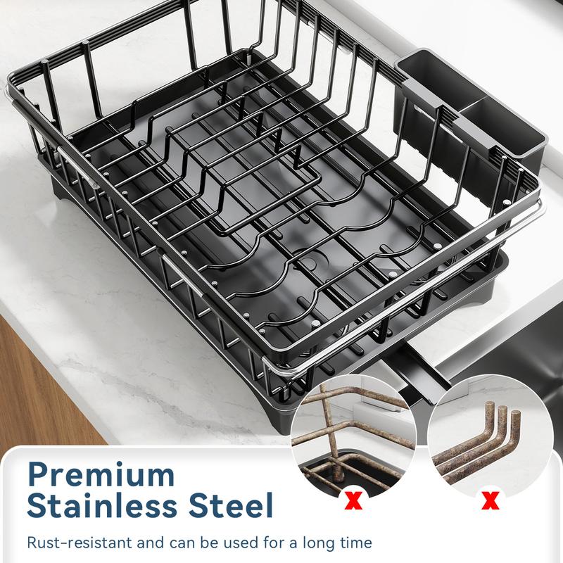 MiAoLi Over the Sink Expandable Dish Drainer Drying Rack In Stainless Steel for Small Kitchen, Counter Space Saving Modern Compact Metal Above Plate Dryer Strainer, Adjustable Hanging Inside Drain Holder MiAoLi Over the Sink Expandable Dish Drainer Drying Rack In Stainless Steel for Small Kitchen, Counter Space Saving Modern Compact Metal Above Plate Dryer Strainer, Adjustable Hanging Inside Drain Holder