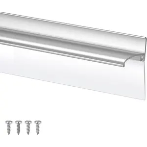 1 Pcs 30" Chrome Framed Shower Door Replacement Drip Rail with Vinyl Sweep, Shower Door Water Deflector with Bottom Seal, Comes with Mounting Tape and Screws(Sliver)