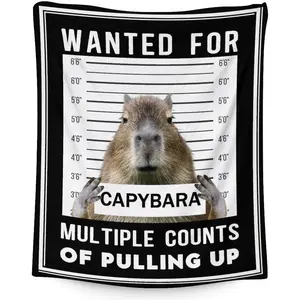 Capybara Blanket Gifts - 50x40 Inches Cute Throw Blanket for Kids, Girls & Boys - Black Soft Plush Blankets for Crib, Couch & Travel
