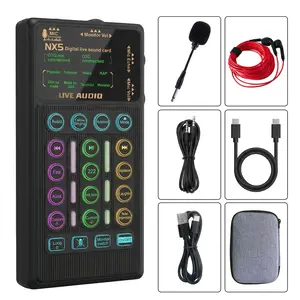 NX5 Portable Voice Changer Set with Microphone Audio Mixer Smartphone Digital Sound Converters Amplifier Speaker Studio Equipment
