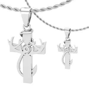 "Hunting, Faith & Fishing" Cross Pendant Necklace