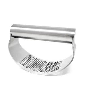 Stainless Steel Garlic Crusher and Masher – with Peeler and Wide Handle, for Kitchen Garlic Paste Preparation