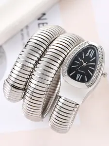 1 fashionable, versatile, personalized and trendy snake shaped watch for women's niche bracelet watch elastic band creative quartz watch personalized bracelet watch Modern Fashionable Wristwatch Rhinestone Wrist Watch