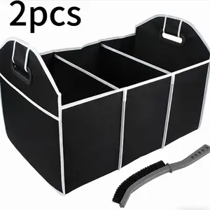 Trunk Cargo Organizer Collapsible Storage Bin Bag For Caddy Car Truck SUV + Car Gap Brush