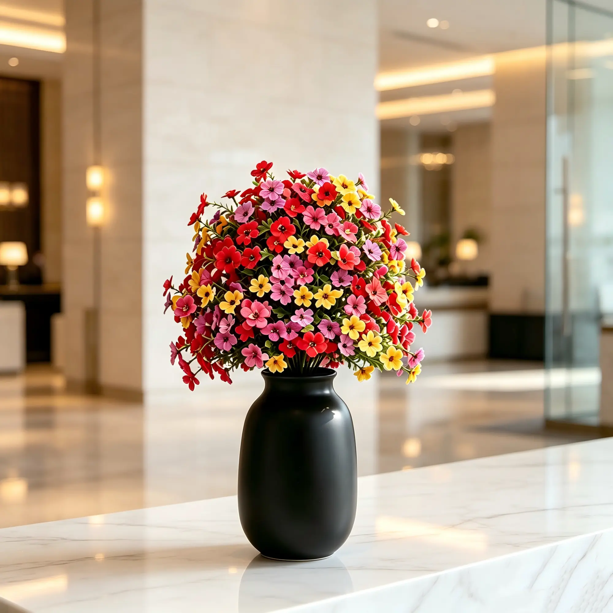 UV Resistant Artificial Flower Ball with Ground Stake, All Season No Maintenance Faux Floral Topiary Tree, Home Interior Decor Fake Flower Sphere Plant