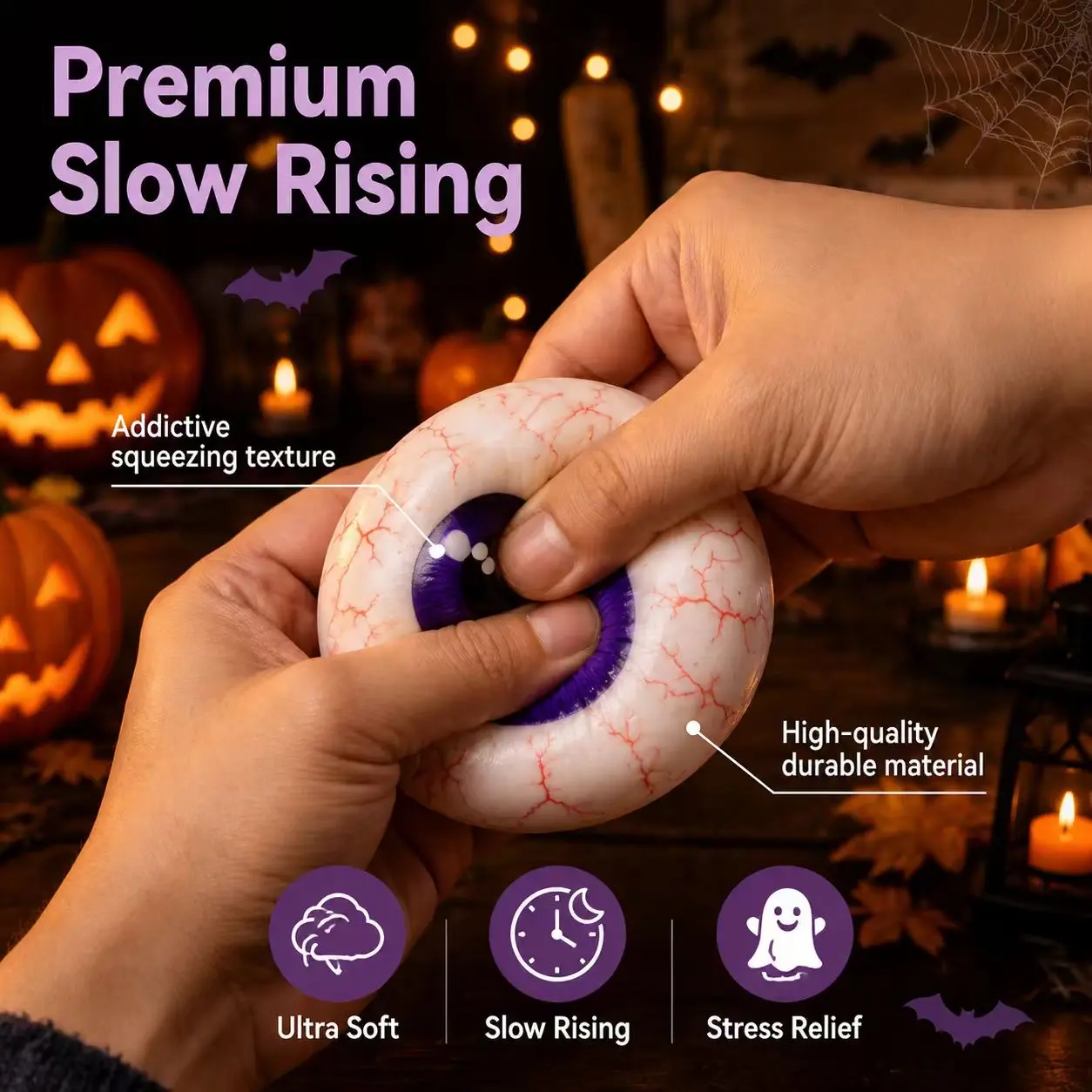 Cute Halloween scary ghost Maruko squeeze toy set, portable stress-relief hand squeeze toys, perfect Halloween party treat bag fillers and holiday gifts