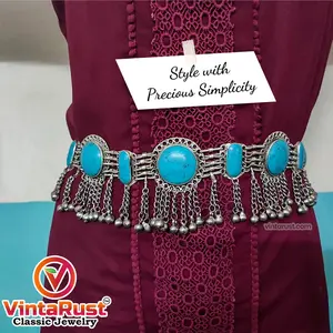 Turquoise Stone Belt, Afghan Tribal Belly Dance Belt