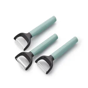 Kitchen Aid 3PC Peeler Universal Set Colors Aqua Sky Vegetable Fruit Cooking Kitchen Essential Peeling Stainless Steel Utensil