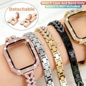 KAYKWONG'S Fashion Shiny Set, Slim Women's Imitation Diamond Watch Band with Rhinestone Protective Watch Case, Compatible with iWatch Series 11/10/9/8/7/se2/se/6/5/4, for 40mm-49mm Sizes