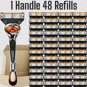 Men's Shaving Razor Set, Handle And High-Quality Sharp Blades, Stainless Steel, Dustproof Waterproof Rust-Resistant, Comfortable Shave, Easy to Clean