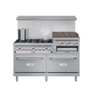60 in. Commercial LP Range with 24 in. Griddle and Broiler in Stainless-Steel (KM-CRGB60-LP)