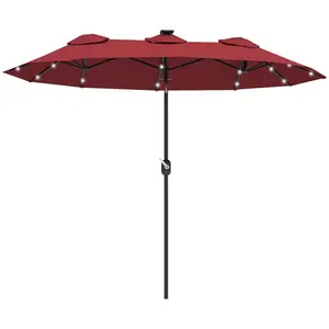 9.7' Tiltable Patio Umbrella - 45-Degree Angle Adjustment for Sun Direction, Outdoor Parasol Fits Over Tables, Base Not Included, Requires 66 Lbs Weight