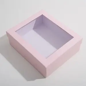 Lux Square Hard Box - Pink with Clear Window for Elegant Gift Packaging
