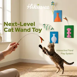 Hikiwee Interactive Crafted Cat Wand Toy with Base, Replaceable & Reusable, Keeps Cats Engaged Longer, Colorful Aesthetic Cat Toy #Summervibes #petlovers