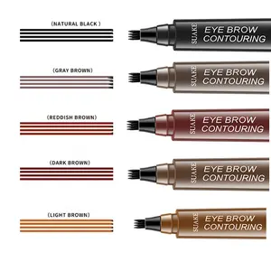 Viral 5 Color Waterproof Microblading Eyebrow Pencil 4 Split Tip Liquid Makeup Quick Natural Brows Long Lasting No Fade All Day Wear