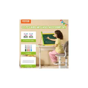 VEVOR Easel Accessory Set, 32 PCS Kid's Art Easel Painting Kit Including Chalks, Dry-Erase Markers Paper Rolls, Supplies Set for Standing Art Easel, Painting Accessories for Toddlers Boys and Girls