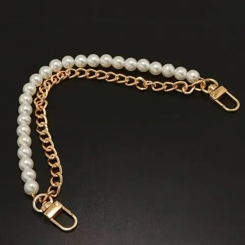 Faux Pearl Chain Bag Strap, /silver Color/gun, Metal Shoulder Crossbody Bag Handle, Replacement Pendant Accessory, Women's Exclusive, Bag Chains For Handbags