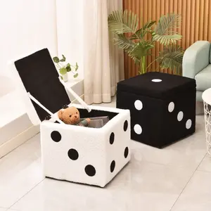 Dice Stool (30*30*35cm) - Soft Cube Storage Stool, Funky Indoor Furniture for Living Room Home Decoration, Footstool for Shoes
