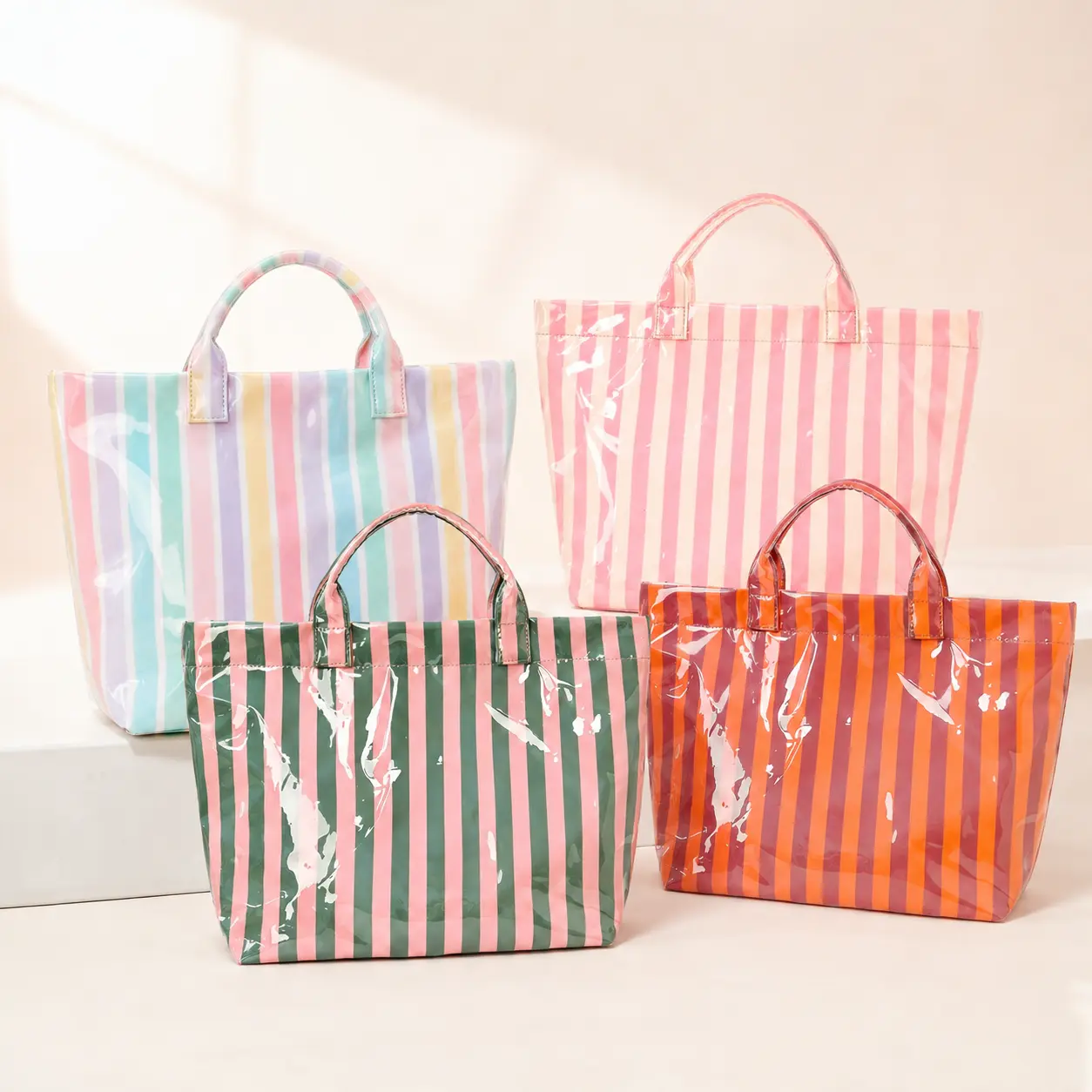 BIGWIG Women's Striped Tote Bag - Large Capacity, Lightweight Casual Carryall Purse with Reusable Fashion Design for Work, Commuting, Spring Summer Outdoor Use, Beach Bags, Shopping Bag