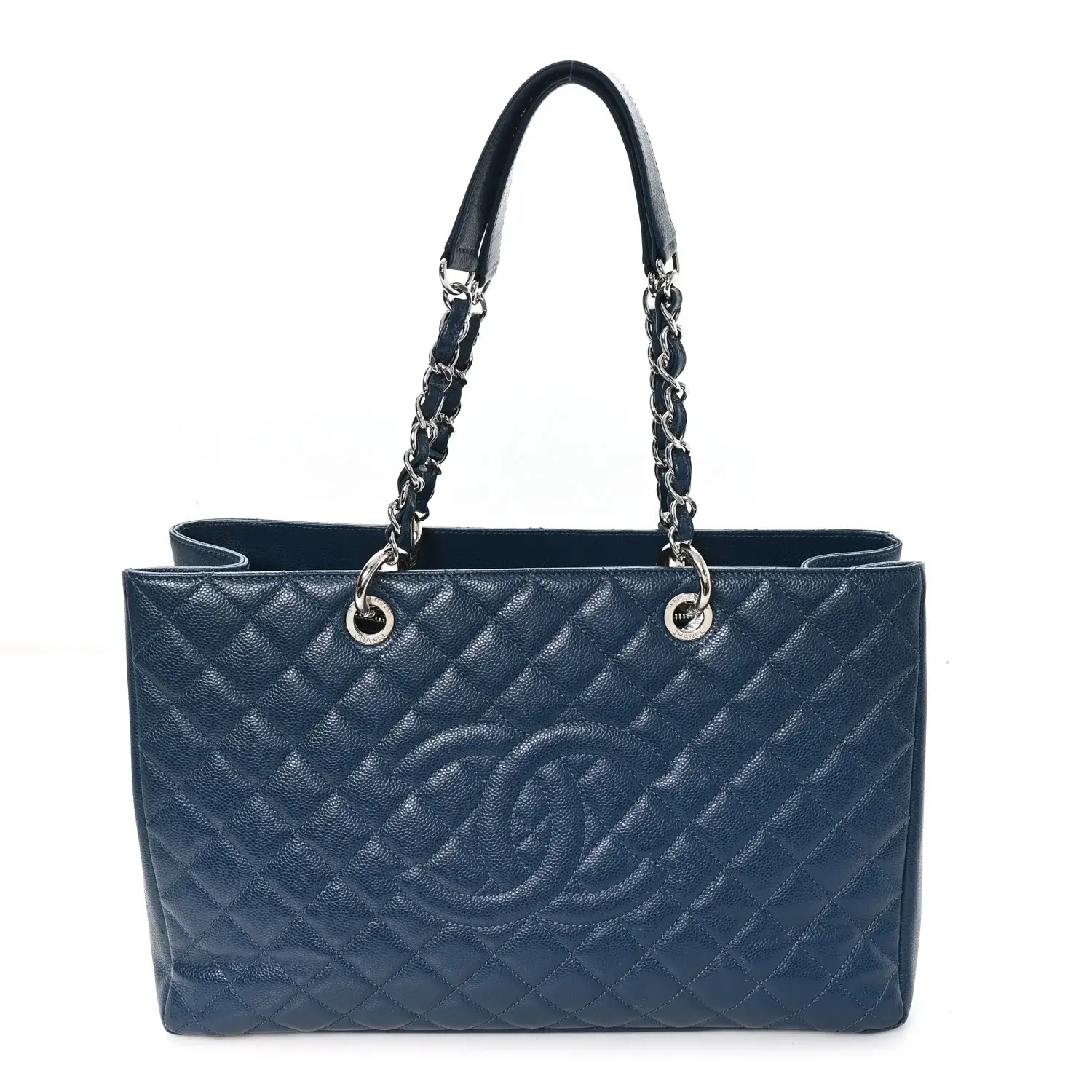 Pre-owned CHANEL LEATHER Tote bags Caviar Quilted XL Grand Shopping Tote GST Dark Blue J00203