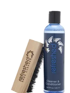 Refreshed Shoe Cleaner & Conditioner | 1x Cleaning Solution, 1x Brush - Easily Clean Suede, Leather, Nubuck, Canvas and Mesh Shoes - White Sneakers | Shoe Cleaning Kit Footwear Comfort