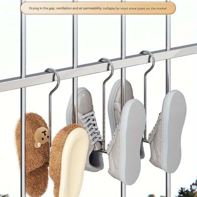 3-Piece stainless steel U-shaped shoe drying rack - windproof, quick-drying, Air Permeability, space-saving, Durable, Sturdy wall-mounted hook, outdoor drying rack | Minimalist design | Stainless steel rack, drying rack