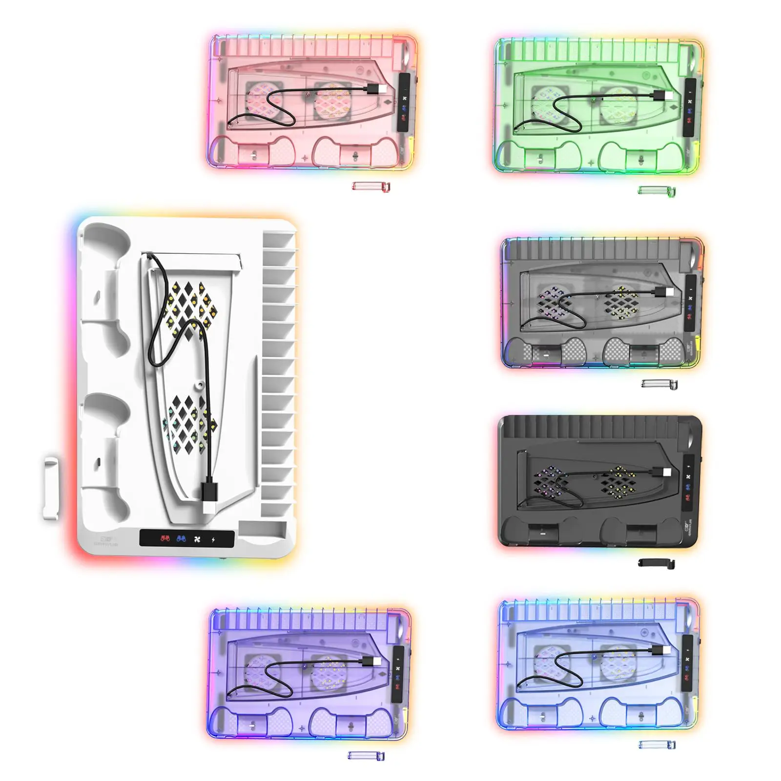 Portable Gaming Console Charging Base, Dual Charging Stand, Vertical Cooling Support, for PS5 Controller, Gift for Boyfriend, Gaming Stuff, Gaming Ite