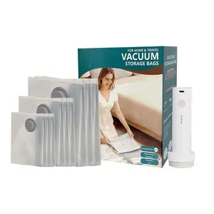 Cordless Travel Vacuum Storage Compression Bag Set 15 Pack -Vacuum Bags for Travel with Rechargeable air Pump，for Luggage and Suitcase, Space Saver for Clothes and Clothing Travel Zipper Pouches Organiser Organiser