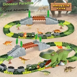 Electric Dinosaur Track Dinosaur Swallowing Car Sliding Dinosaur Electric Train Random Toy Car Combination Set 121pcs