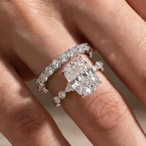 Maxine 5.0ct Cushion Cut 2PC Engagement Ring Set, Bridal Ring Set In Sterling Silver, 5A Cubic Zirconia Women's Ring Jewelry,Wedding Ring Set for Daily,Travel,Proposal,Birthday,Anniversary, Engagement Rings