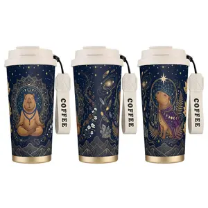 1pc Meditating Capybara Coffee Cup Cartoon, Cute, Fun,Portable Dual Drink Thermos Cup, Thermos Cold Water Cup, Suitable for Hot And Cold Beverages, Suitable for Men And Women, Office, Home, Outdoor, 'S Day Gifts