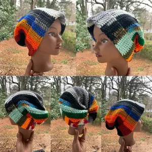 One of Kind Scrap Yarn Beanie