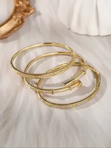 Women's Elegant Copper Bracelet Set, Luxury Zircon Jewelry for Women, Perfect Gift for Wedding Party Evening Wear