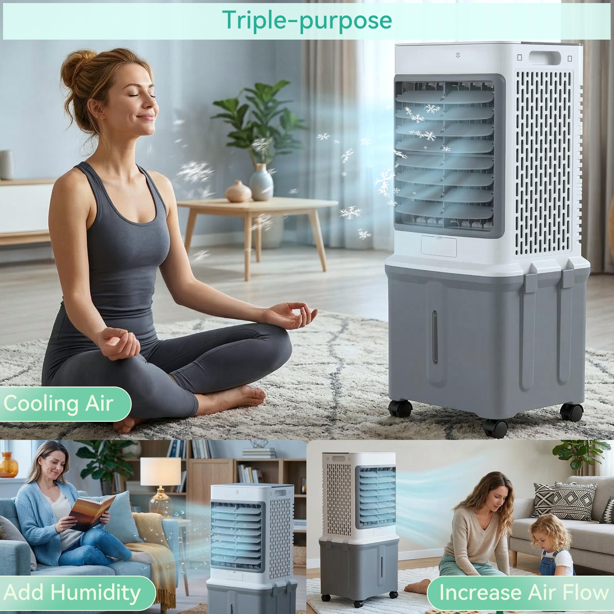 10L/32L/60L Air Cooler Fan with Remote Control, 3-IN-1 Fan & Humidifier Evaporative Air Cooler