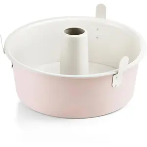 Nonstick Angel Food Cake Pan with Removable Bottom, 10 Inch Tube Pound Cake Pans for Baking Chiffon Cake, 16-Cup, Heavy Duty, Pink